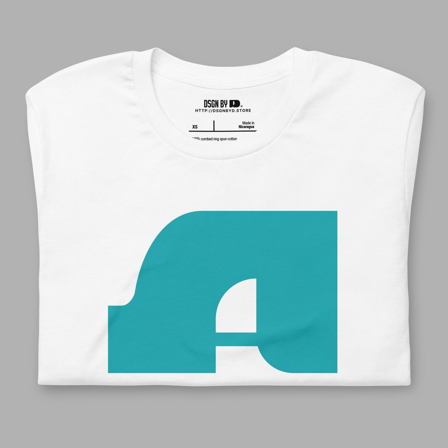 A white cotton unisex graphic tee with letter A.