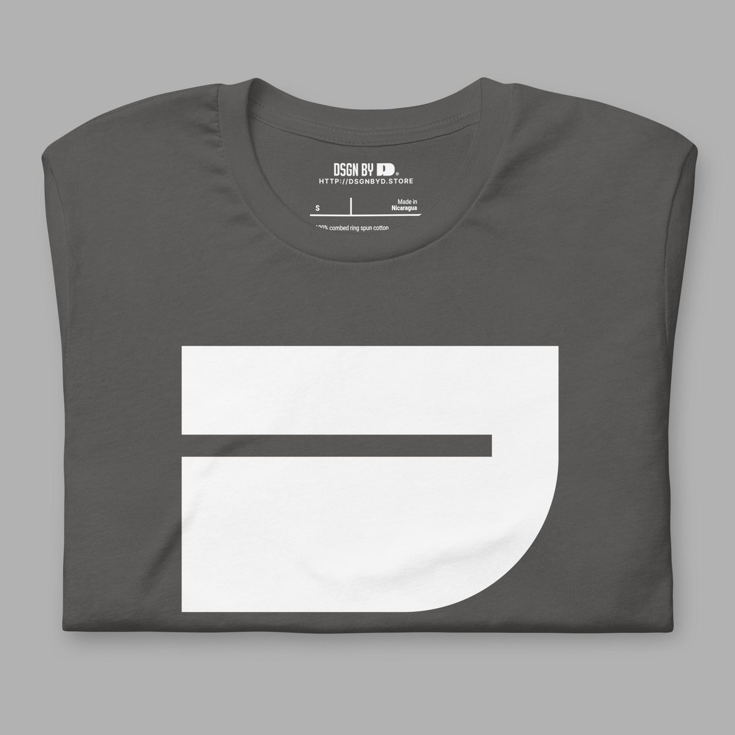 A folded black cotton unisex graphic tee with letter J.