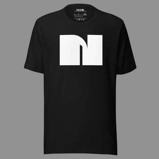 A black cotton unisex graphic tee with letter N.