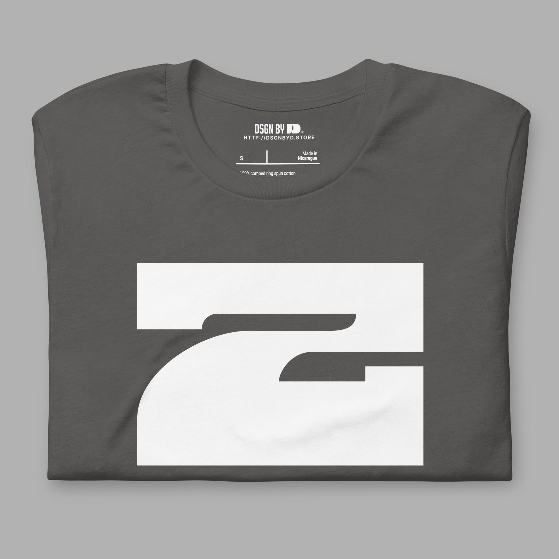 A folded grey cotton unisex graphic tee with letter Z.