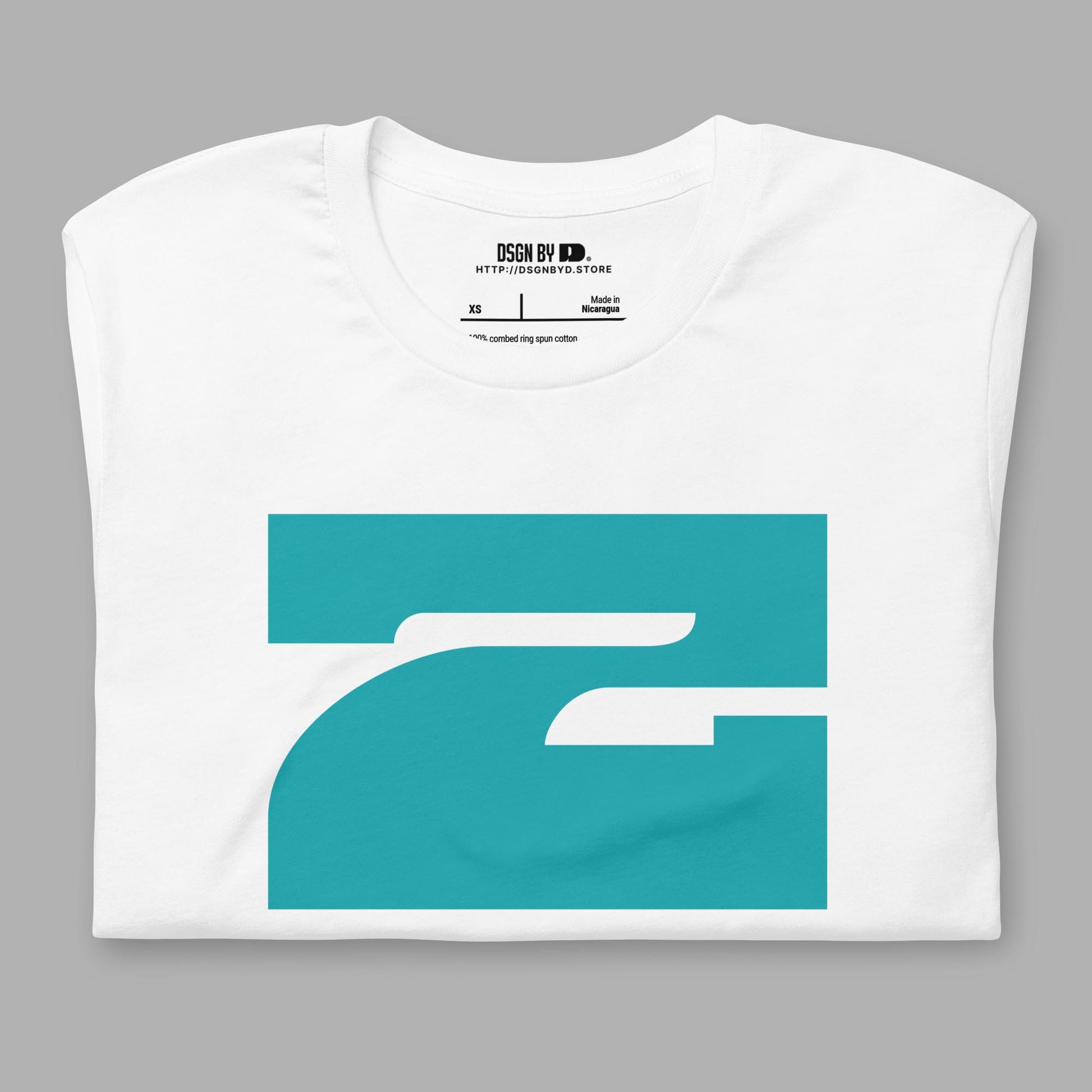 A folded white cotton unisex graphic tee with letter Z.